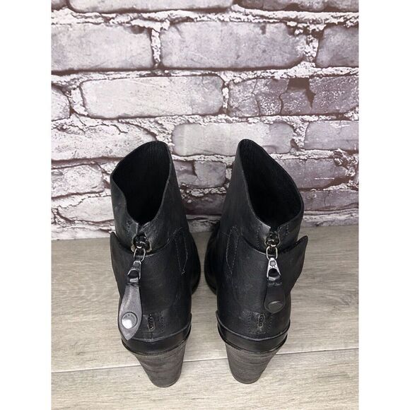 Rag & Bone Black Leather Ankle Back Zip Heel Booties Women Sz 39.5EU/9M US - Picture 4 of 16